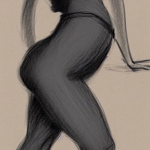 Image similar to milt kahl sketch of thick cuban girl wearing black yoga pants