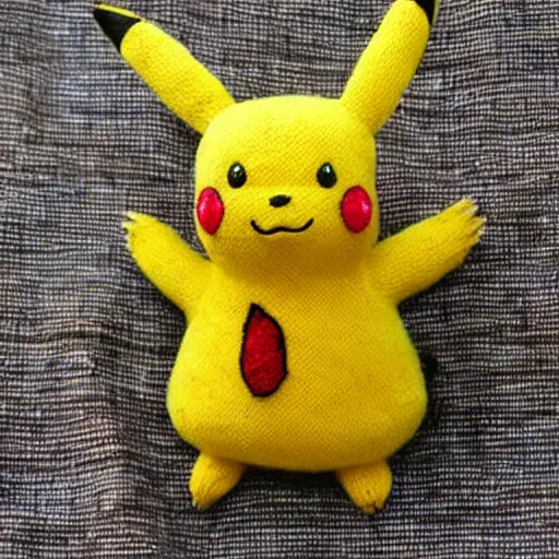 Prompt: a yarn Pikachu