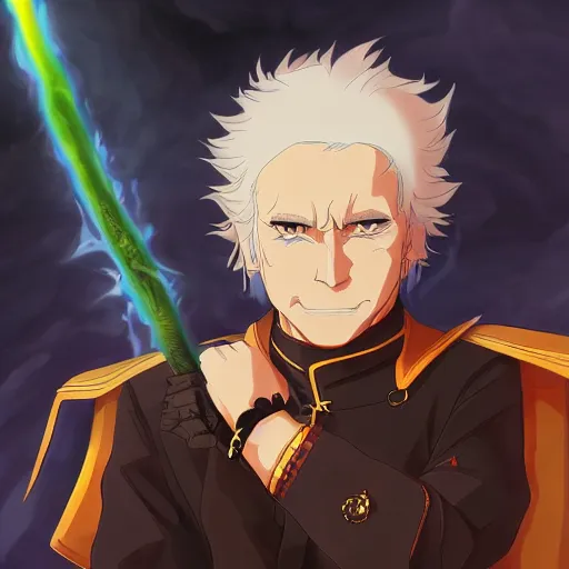 Image similar to portrait of dark biden as the master of the dark flames of destruction, anime fantasy illustration by tomoyuki yamasaki, kyoto studio, madhouse, ufotable, trending on artstation