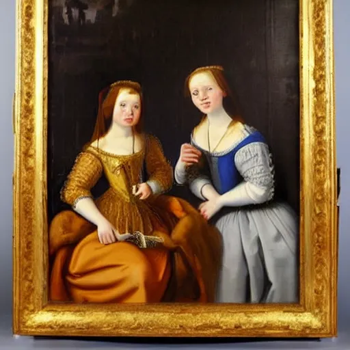 Prompt: oil painting of young ladies in the style of renaissance, dutch golden age