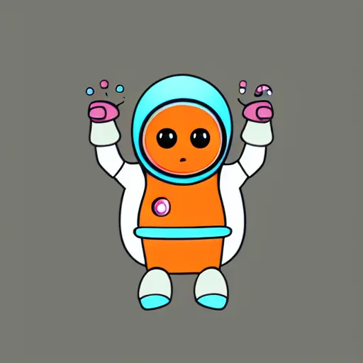 Image similar to quirky round man wearing a space suit full body no arms cartoon style