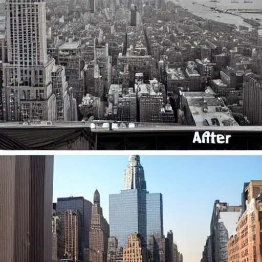 Prompt: before and after new york city