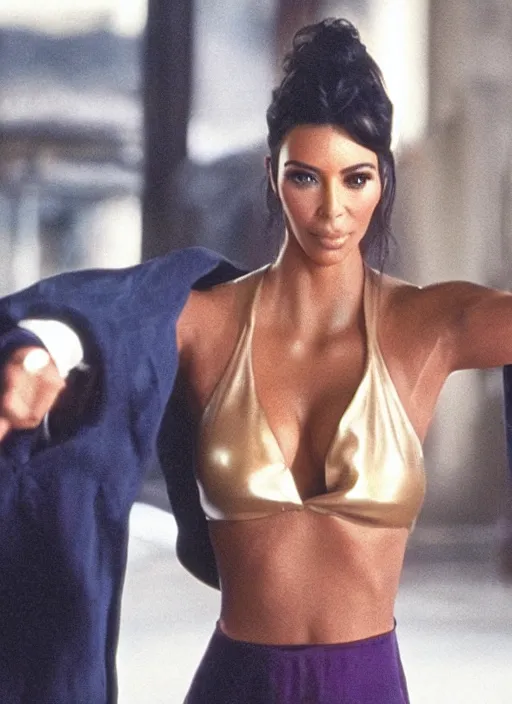 Image similar to film still of kim kardashian as rocky balboa in rocky,