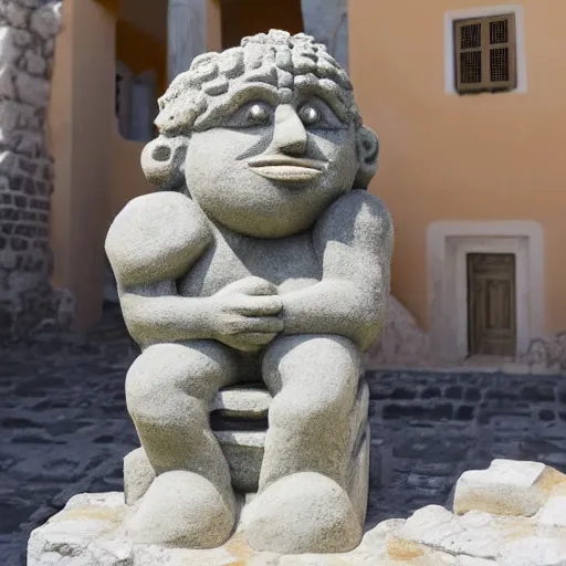 Prompt: volumetric 3 d statue of sponch bob in greece ancient style