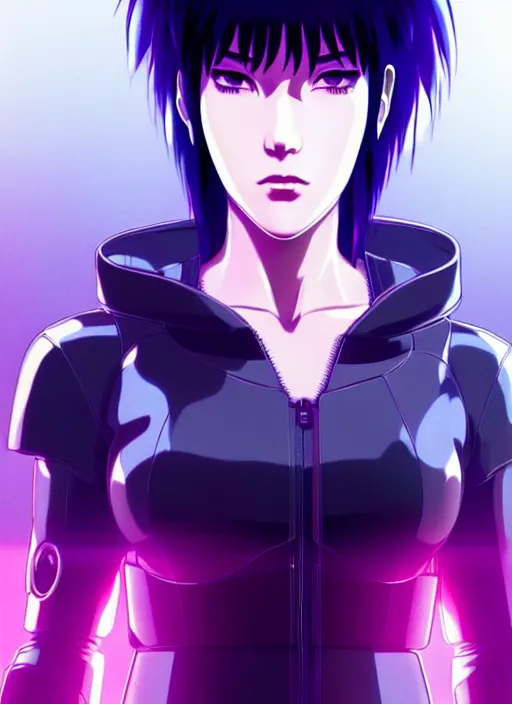 Prompt: a film still fullbody portrait of motoko kusanagi ghost in the shell, finely detailed features, closeup at the faces, perfect art, at a cyberpunk city, gapmoe yandere grimdark, trending on pixiv fanbox, by ilya kuvshinov, rossdraws, artgerm