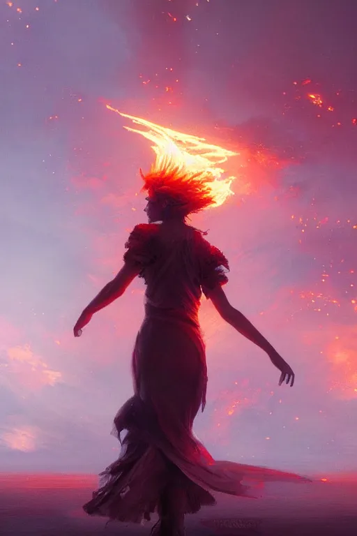 Image similar to fire dancer in the wind by artgem and greg rutkowski, light cone, reimagined by industrial light and magic