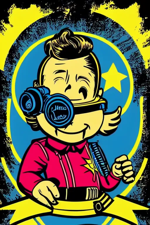 Image similar to fallout 7 6 retro futurist illustration art by butcher billy, sticker, colorful, illustration, highly detailed, simple, smooth and clean vector curves, no jagged lines, vector art, smooth andy warhol style