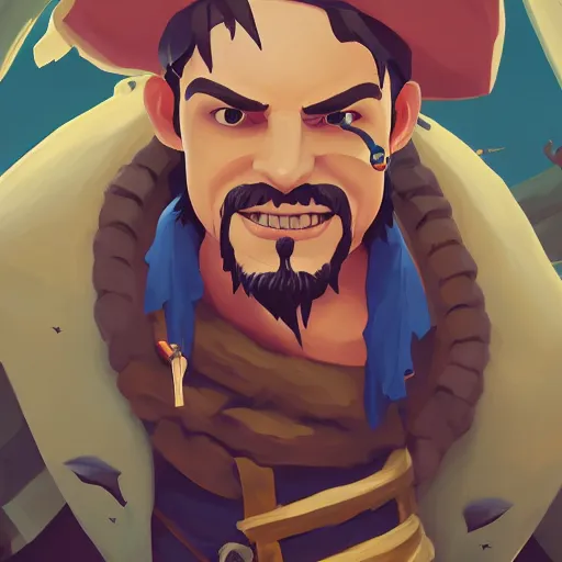 Image similar to painting jack the pirate on sea of thieves game avatar hero smooth face median photoshop filter cutout vector behance hd by jesper ejsing, by rhads, makoto shinkai and lois van baarle, ilya kuvshinov, rossdraws, illustration, art by ilya kuvshinov and gustav klimt