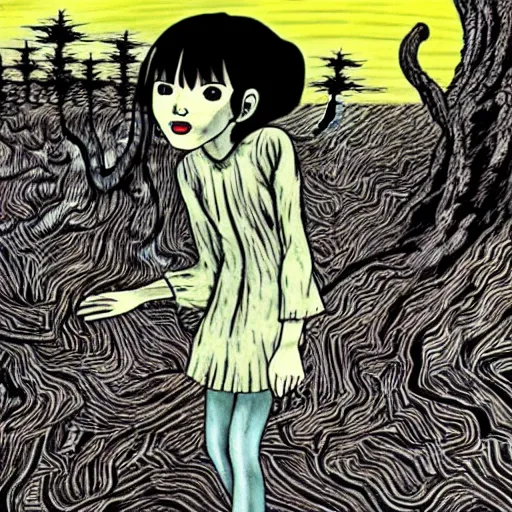 Prompt: fantasy nightmare, horror, Junji Ito