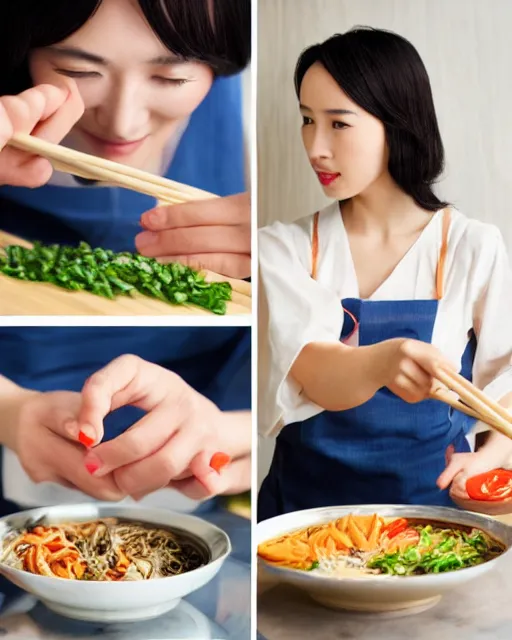 Image similar to Stock Photos of a beautiful Chinese woman preparing a traditional meal