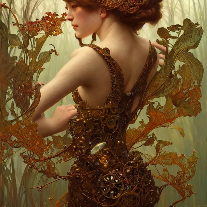 Prompt: organic automaton, diffuse lighting, fantasy, intricate, elegant, highly detailed, lifelike, photorealistic, digital painting, artstation, illustration, concept art, smooth, sharp focus, art by john collier and albert aublet and krenz cushart and artem demura and alphonse mucha