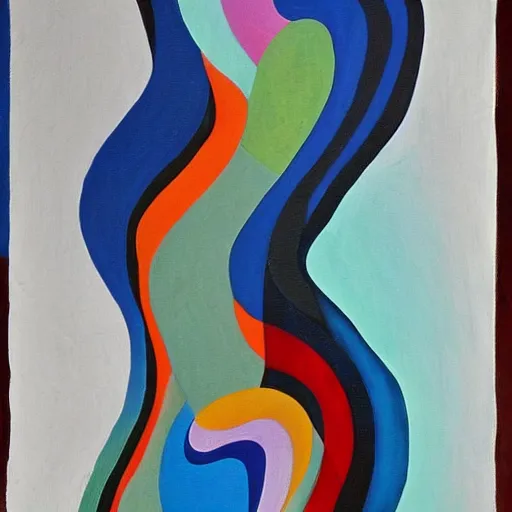 Prompt: her footprints were the markings of her tribe as she journeyed forth, abstract art in the style of cubism and georgia o keefe,