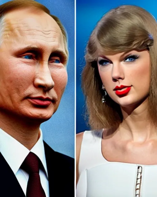 Image similar to a combination of taylor swift and putin