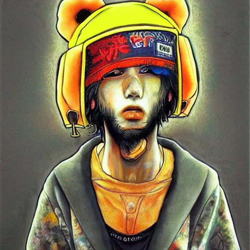 Prompt: portrait of parappa the rapper, by Ayami Kojima. Award winning artwork.