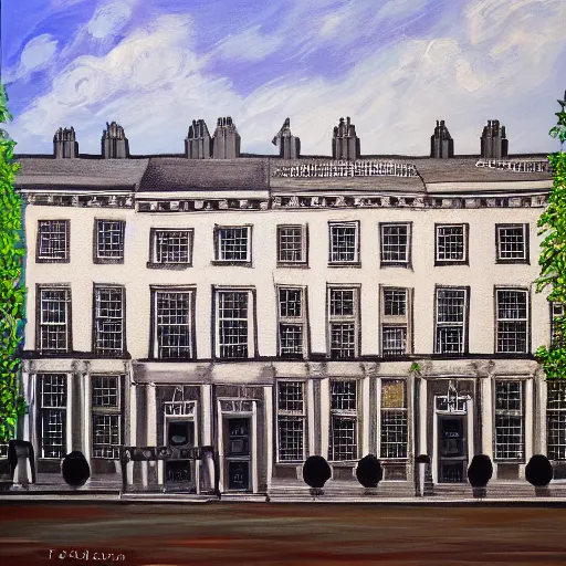 Prompt: A painting of ten downing street 2100, 4k Ultra HD