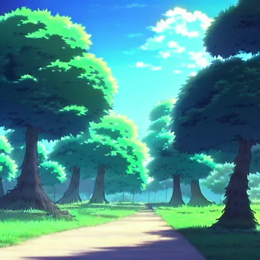 Image similar to anime style trees, environmental art animation background, studio ghibli, makoto shinkai