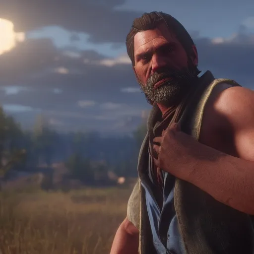 Prompt: Film still of Zeus, from Red Dead Redemption 2 (2018 video game)