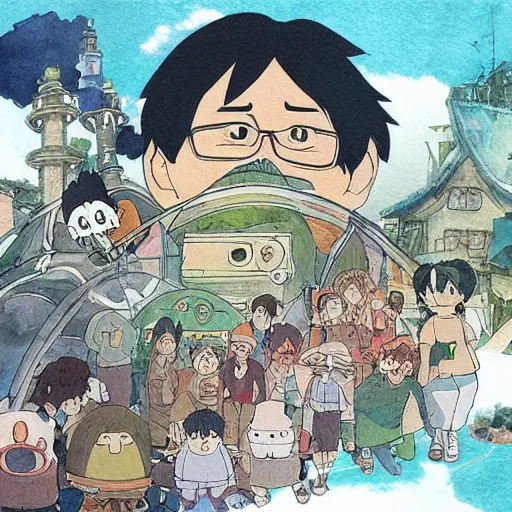 Image similar to studio ghibli, hayao miyazaki, concept art, water color illustration