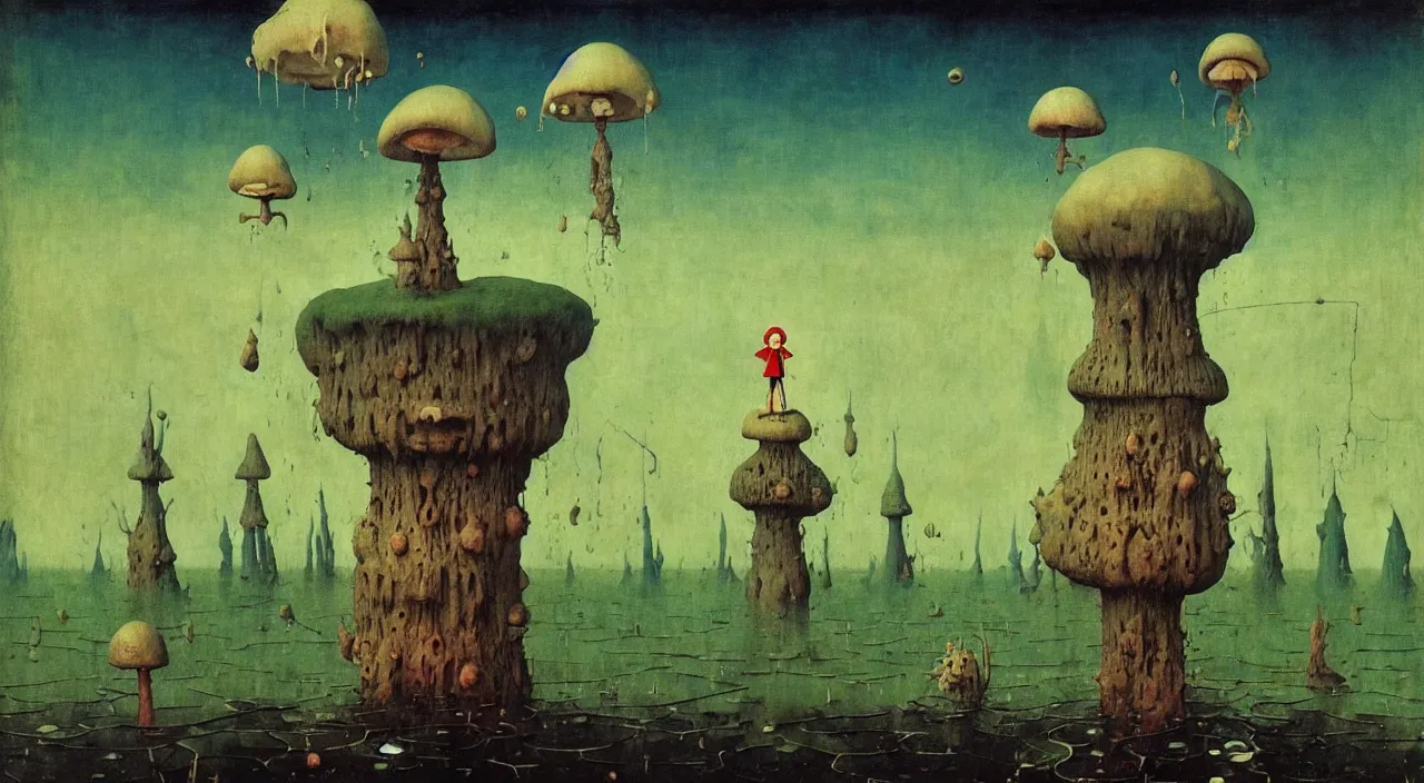 Image similar to single flooded simple!! ( lovecraftian ) toadstool tower anatomy, very coherent and colorful high contrast masterpiece by norman rockwell franz sedlacek hieronymus bosch dean ellis simon stalenhag rene magritte gediminas pranckevicius, dark shadows, sunny day, hard lighting