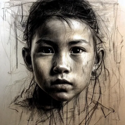 Image similar to portrait of Aloy, pencil drawing, incredible, in the syle of Guy Denning