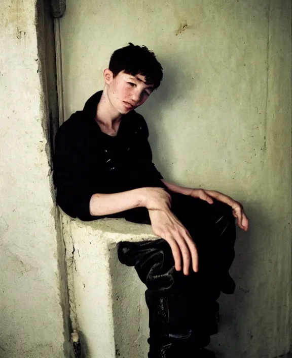 Image similar to portrait of barry keoghan photographed by nan goldin