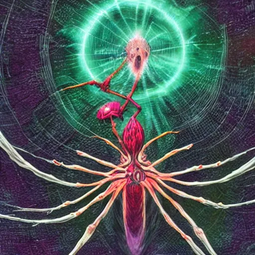 Image similar to Astral spider feeding on human aura