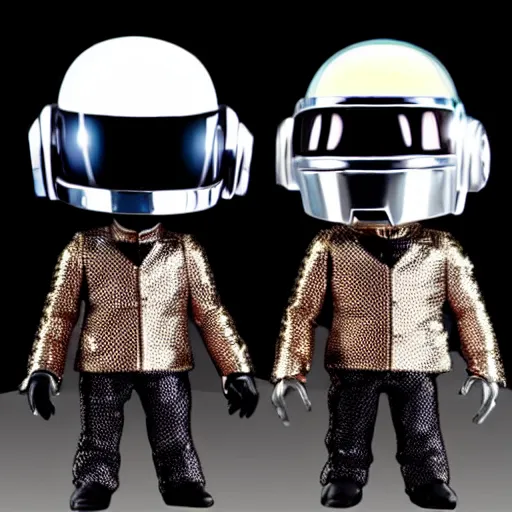 Image similar to daft punk as nendoroids, photorealistic