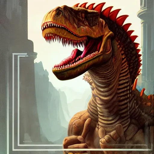 Image similar to Lofi portrait of tyrannosaurs rex, Pixar style by Tristan Eaton Stanley Artgerm and Tom Bagshaw