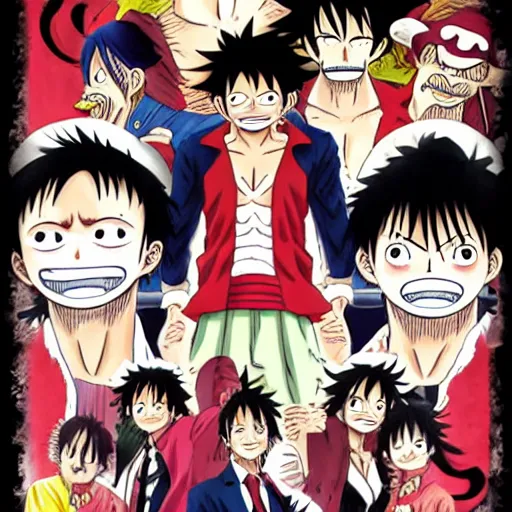 Image similar to [ luffy mustache ] ( by takao saito )