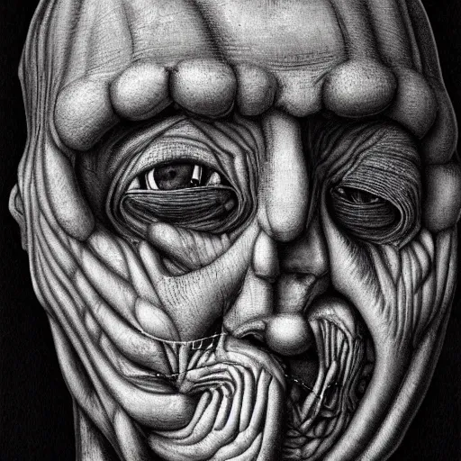 Image similar to portrait of a man’s face by giger