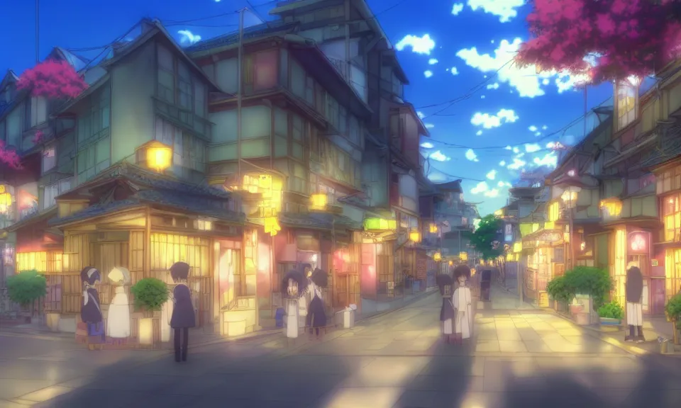 Image similar to kyoto animation still of contentment and satisfaction, dynamic lighting, vivid colors, high detail, award winning