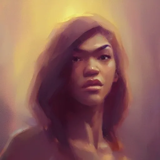 Image similar to “ portrait of zendaya by greg rutkowski, young, attractive, highly detailed portrait, scifi, digital painting, artstation, concept art, smooth, sharp foccus ilustration, artstation hq ”