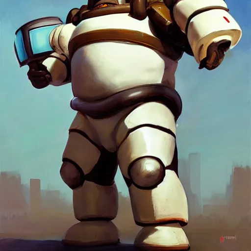 Image similar to greg manchess portrait painting of armored stay puft marshmallowman as overwatch character, medium shot, asymmetrical, profile picture, organic painting, sunny day, matte painting, bold shapes, hard edges, street art, trending on artstation, by huang guangjian and gil elvgren and sachin teng