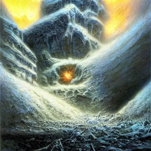 Prompt: i blind from the light when notorious blizzard is raging by bob eggleton