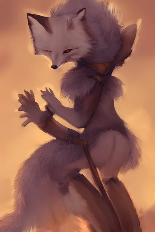 Image similar to an anthropomorphic medieval fox with a fluffy tail, backlighting, trending on artstation, digital art, furry art, trending on furaffinity, fantasy art, by kawacy