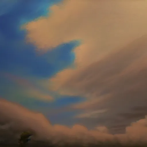 Prompt: clouds, oil painting, volumetric, cinematic lighting, very detailed