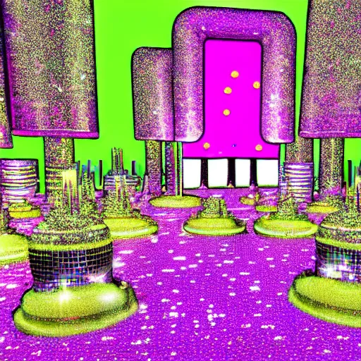 Image similar to a disco themed virtual trippy world