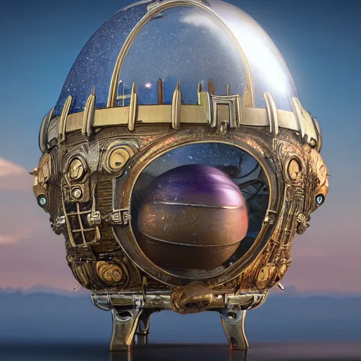Prompt: enormous flying city faberge egg, sky, steampunk, fantasy art, unreal engine,