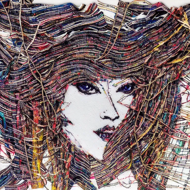 Prompt: nights falling wind is blowwing snow is pilling concept art by el anatsui and carne griffiths