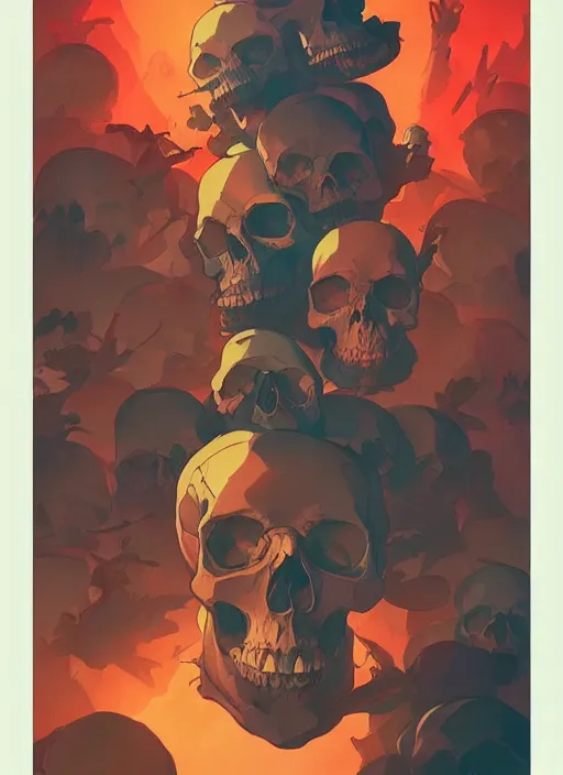 Prompt: pile of skulls with crowns, in the style of artgerm, gerald brom, atey ghailan and mike mignola, vibrant colors and hard shadows and strong rim light, plain background, comic cover art, trending on artstation