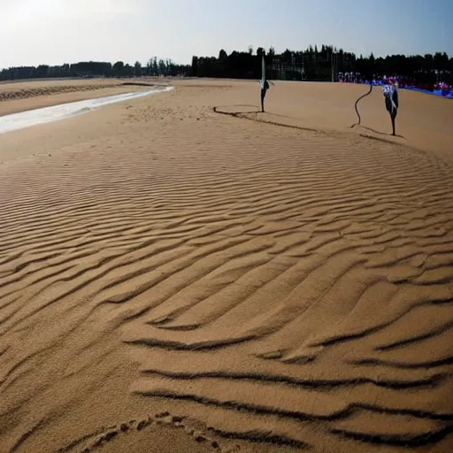 Image similar to olympic swimming in sand, instead of water there is sand, extremely coherent