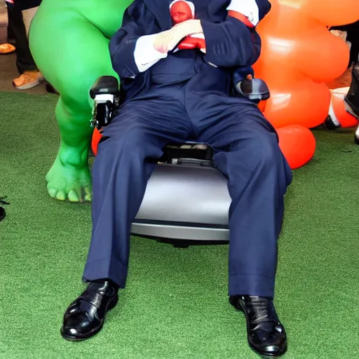 Image similar to stephen hawking cosplaying as the hulk, stephen hawking wearing a hulk costume, cosplay award winner