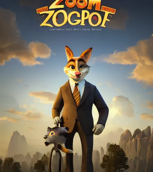 Prompt: promotional poster a film still from zootopia main character portrait anthro anthropomorphic wolf security guard head animal person fursona wearing suit and tie pixar disney dreamworks animation sharp rendered in unreal engine 5 octane key art by greg rutkowski bloom dramatic lighting modeling expert masterpiece render