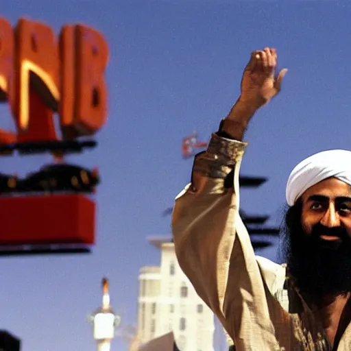 Image similar to Osama Bin Laden having the time of his life in Las Vegas