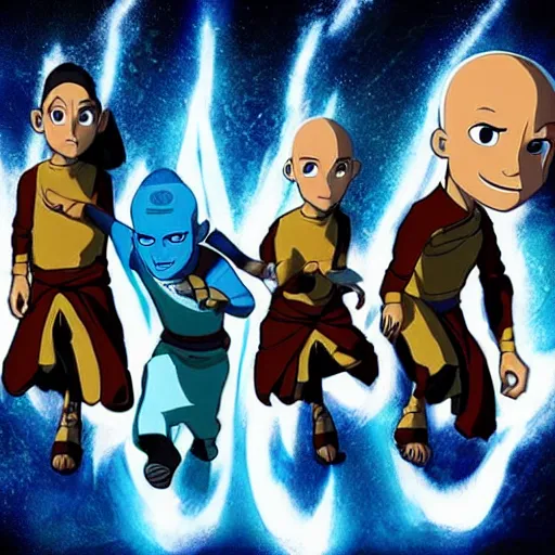 Prompt: aang gang in the 2 0 1 2 avatar movie