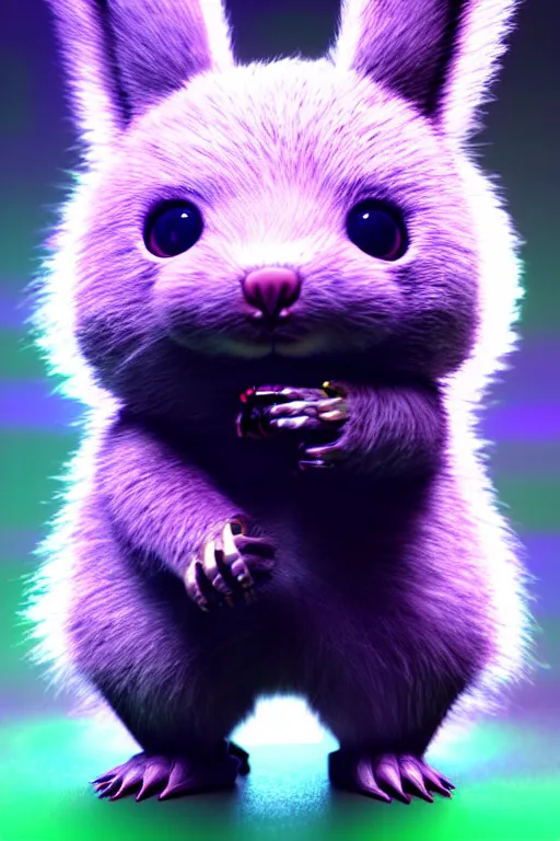 Prompt: hyperrealistic 3 d render post - cyberpunk very cute fluffy! wombat!! cyborg, mechanical paw, highly detailed, unreal engine cinematic smooth, in the style of detective pikachu, hannah yata charlie immer, neon purple light, low angle, uhd 8 k, sharp focus