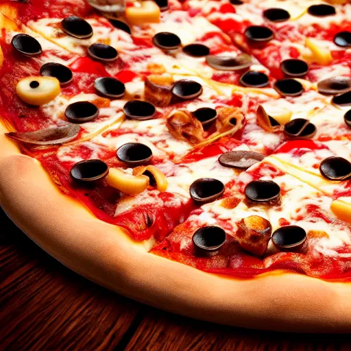 Image similar to pizza, covered in teeth!!!!!!!, 4 k, high definition, realistic, cinematic