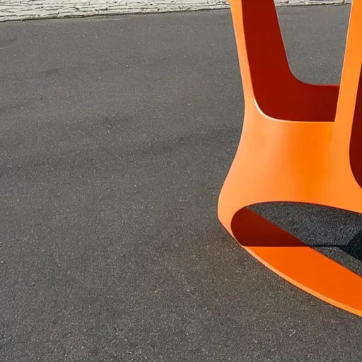 Image similar to a chair in the shape of an orange.