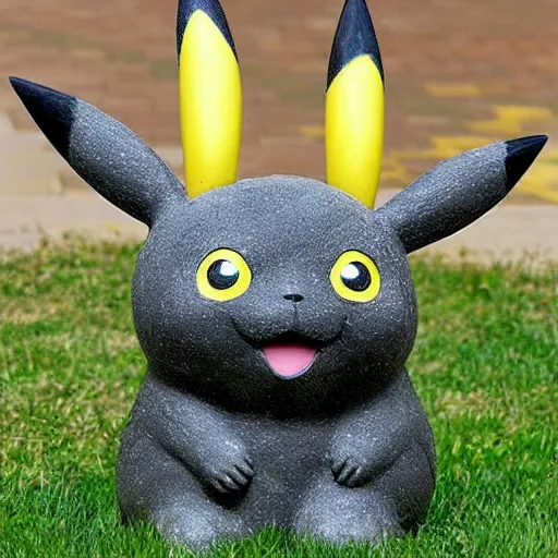 Prompt: Pikachu Sculpture made out of Granite