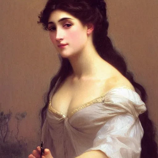 Image similar to portrait painting of a princess, close-up, elegant, graceful, by Bouguereau, highly detailed